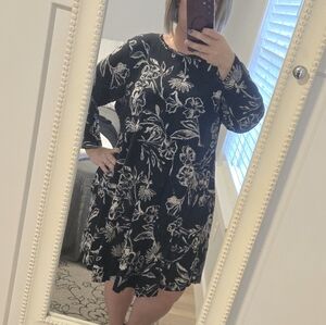 Maurices Floral Black and White Dress
